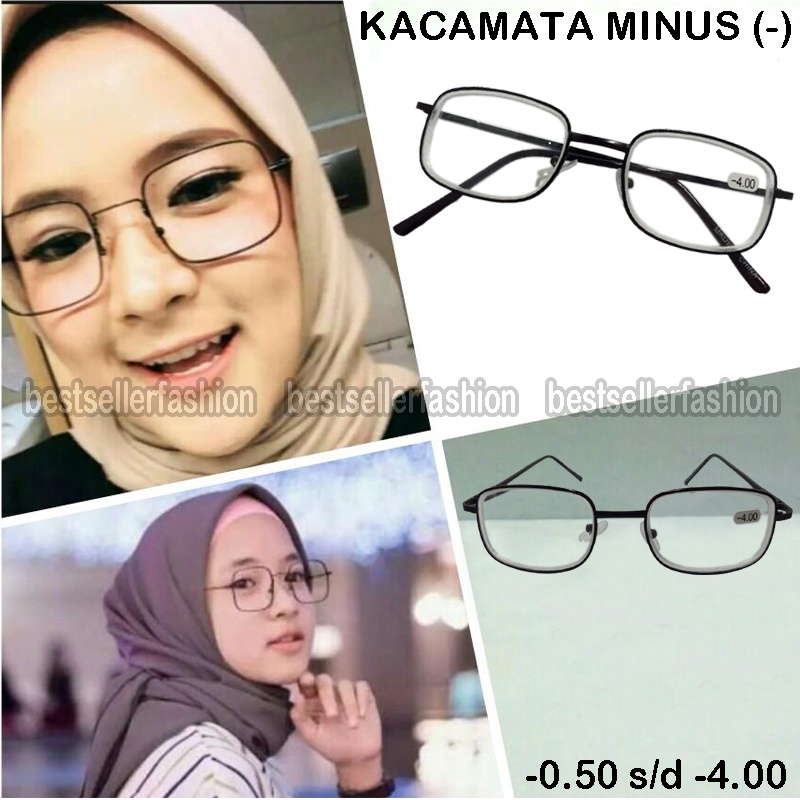 Kacamata Baca Minus Ukuran -0.50 s/d -400 Kacamata Baca Rabun Jauh Unisex Frame Kotak Hitam