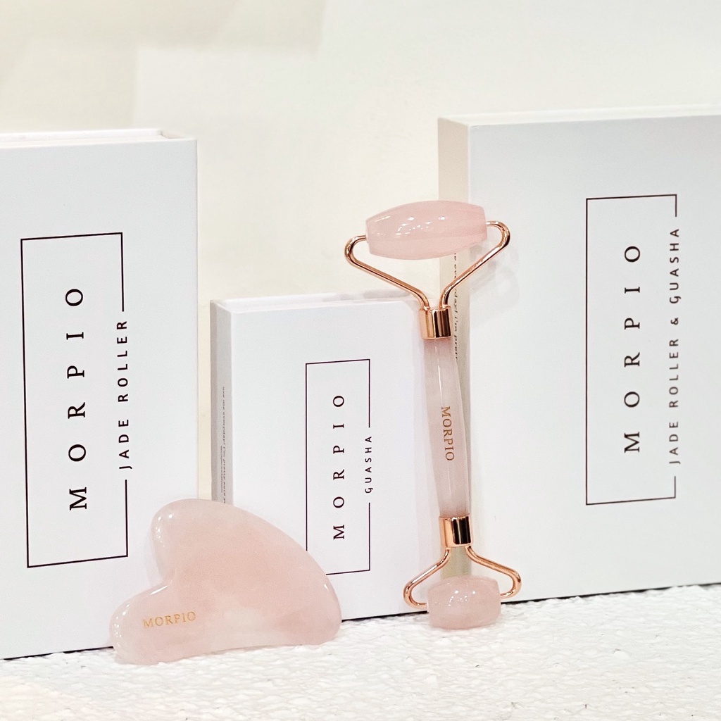 MORPIO FACE ROLLER &amp; GUASHA | MORPIO ROSE QUARTZ JADE ROLLER &amp; GUASHA | FACE ROLLER