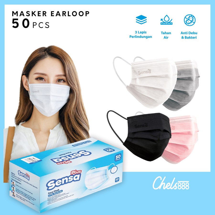 Masker SENSA PLUS Earloop 3ply isi 50 pcs