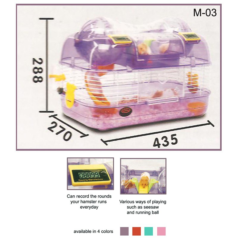 Hamster Cage M-03 Kandang Hamster Double Bola Hamster with Speed Meter-2