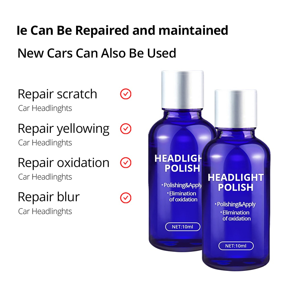 Poles Kaca Lampu Mobil (1 Set Lengkap) menghilangkan buram buret lampu mobil dan motor 10ML Car Headlight Restoration Kit Repair Renewal Coating Headlight Anti Scratch Liquid Headlamp Polish Retreading Agent Spray