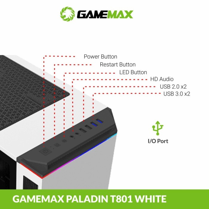 Casing Komputer Gamemax PALADIN White T801