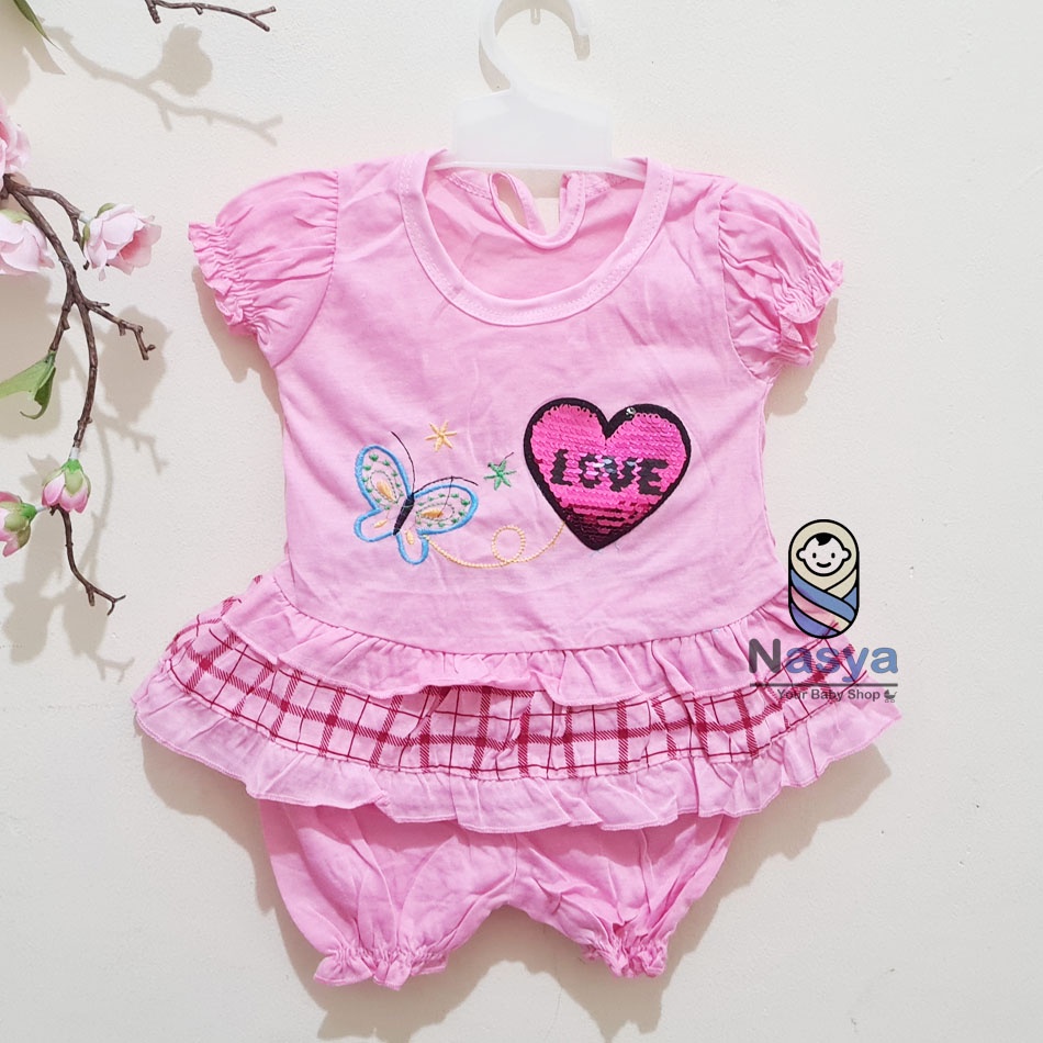 [N-068] Baju bayi Lengan Pendek / setelan baju bayi motif GIRL KEREN