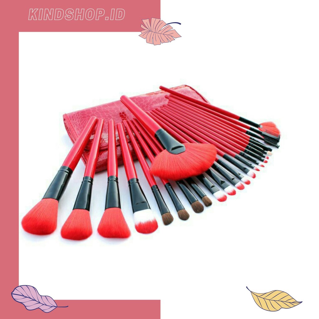 KINDSTORE❤ | MAKE UP BRUSH - NO Brand - isi 24 kuas Red  premium quality No Brand