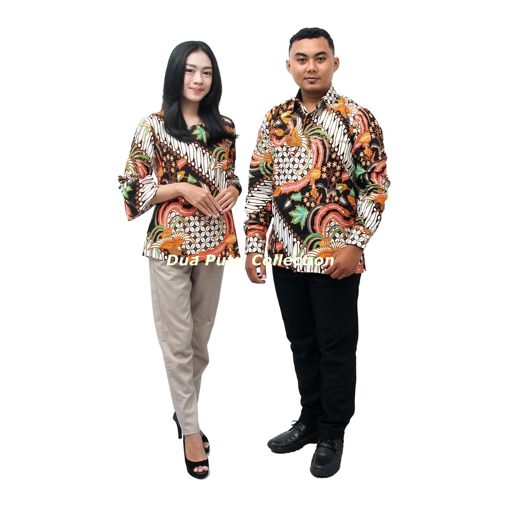 Couple Batik- Atasan Batik Wanita - Kemeja Lengan Panjang Pria