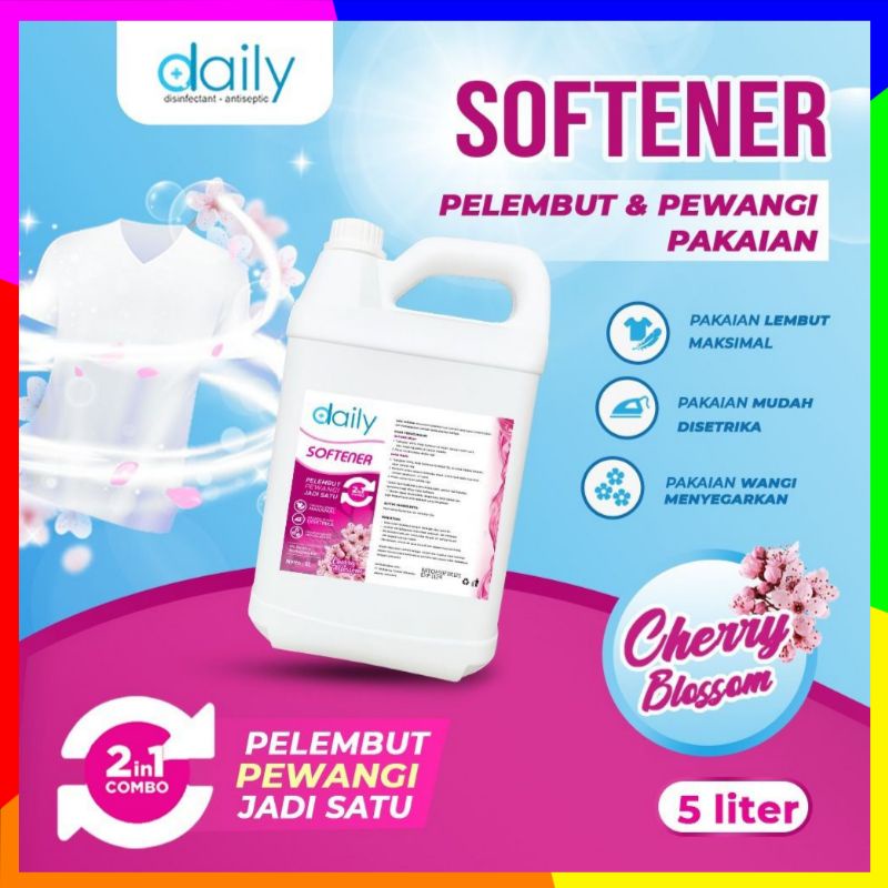 DAILY SOFTENER 2 IN1 PEWANGI DAN PELEMBUT PAKAIAN 5 LITER  MURAH / DAILY SOFTENER CHERRY BLOSSOM SEKALI BILAS WANGI SOKLIN MOLTO 1X BILAS HARUM LEMBUT SAKURA