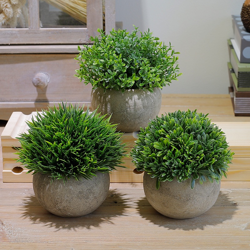 BONSAI BULAT GRASS BALL ARTIFICIAL BUNGA PLASTIK PALSU PAJANGAN DEKORASI-6