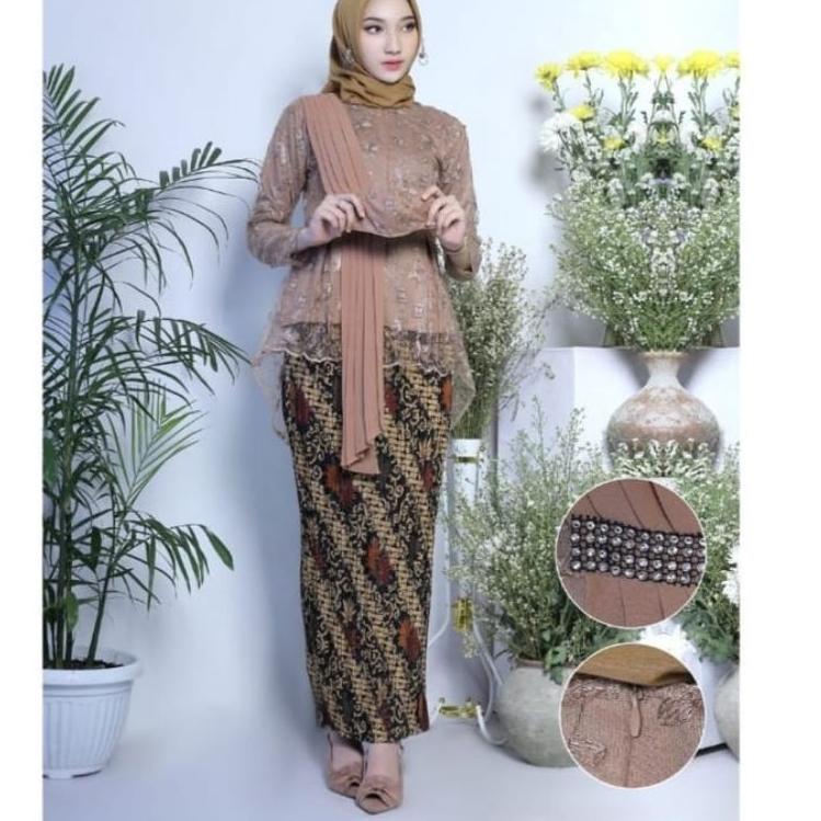 ☻ Set Kebaya Modern Slendang Aurora / Kebaya Wisuda / Kebaya Pesta / Baju Kondangan / kartini / Musl