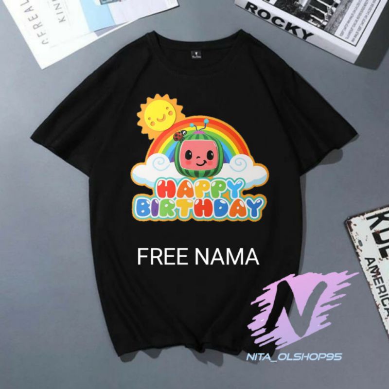 kaos anak cocomelon birthday gratis nama