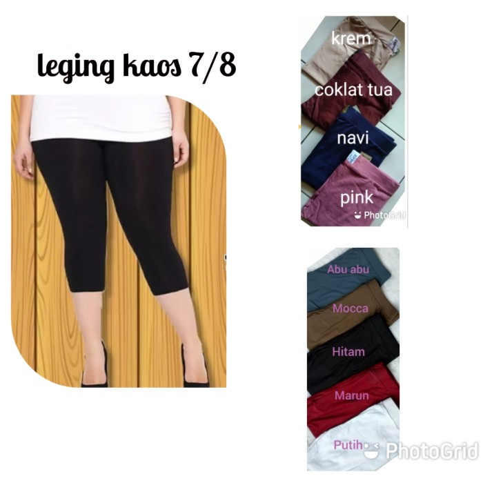 leging kaos 7/8 legging wanita panjang legging polos - L, Putih