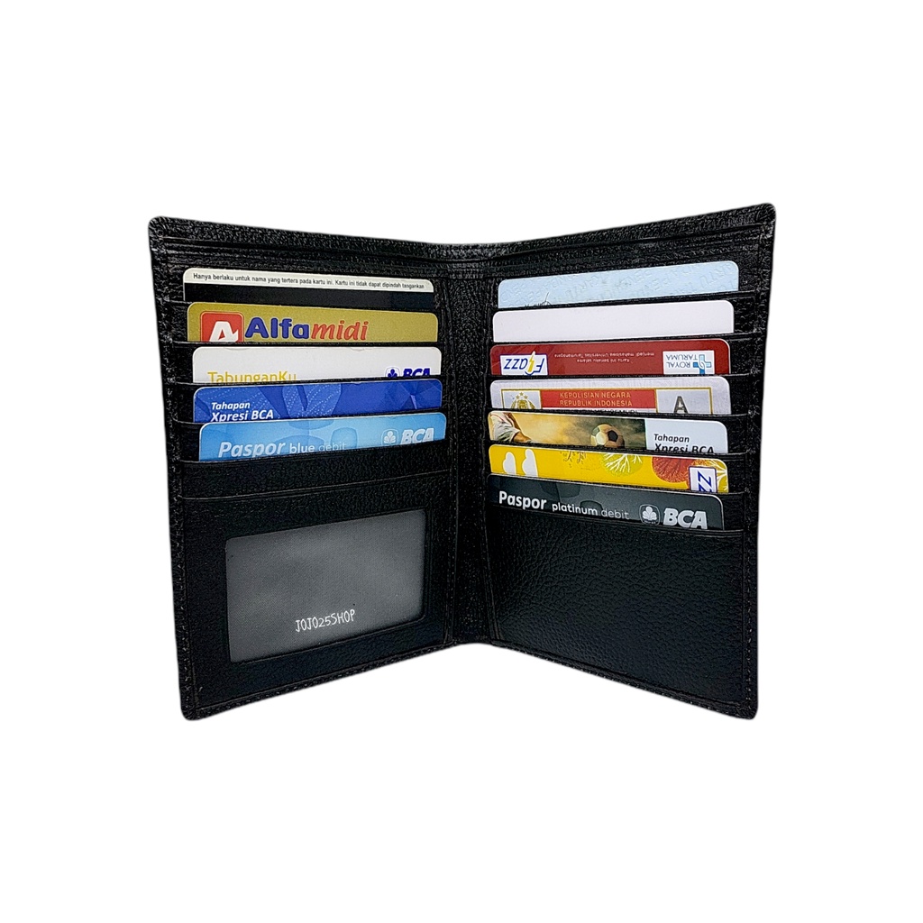 DOMPET KARTU BESAR / BOOK CARD HOLDER KULIT ASLI PRIA WANITA HITAM TLB