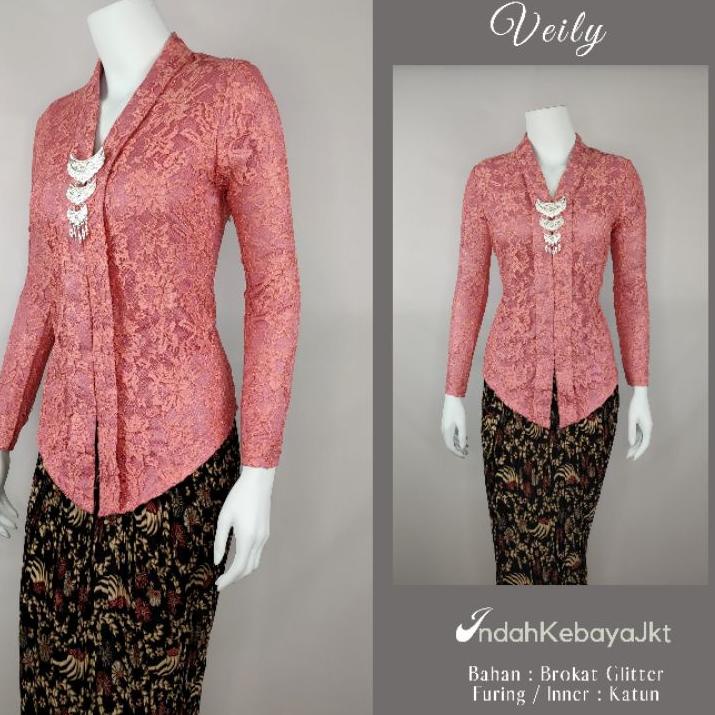 ✯ Kebaya Kartini Modern Brokat Murah Grosir Bonus Furing Lapis Katun ➦