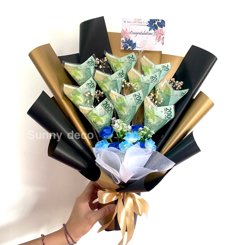 Money Bouquet Medium Size 500k  /  Buket Uang Asli + snack | bucket  uang