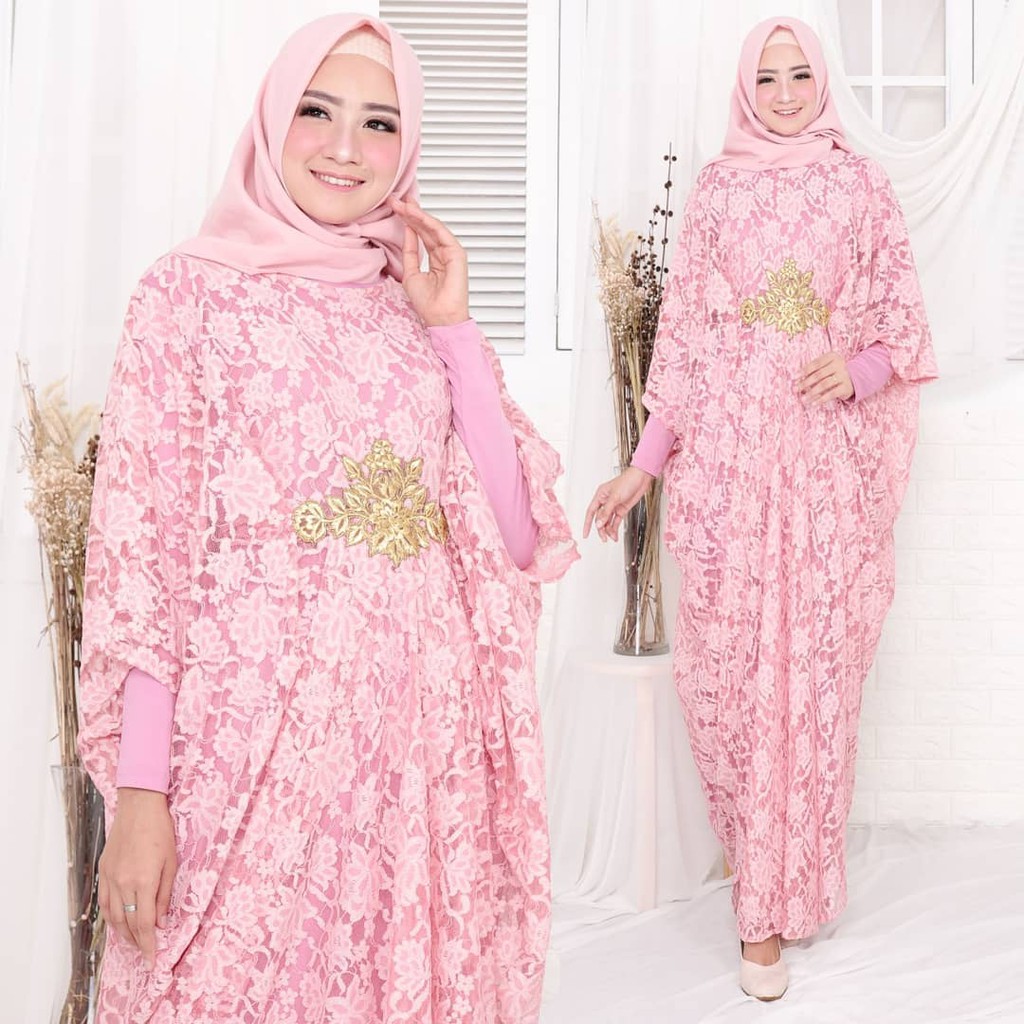 Kaftan brokat / kaftan pesta / kaftan gamis pink