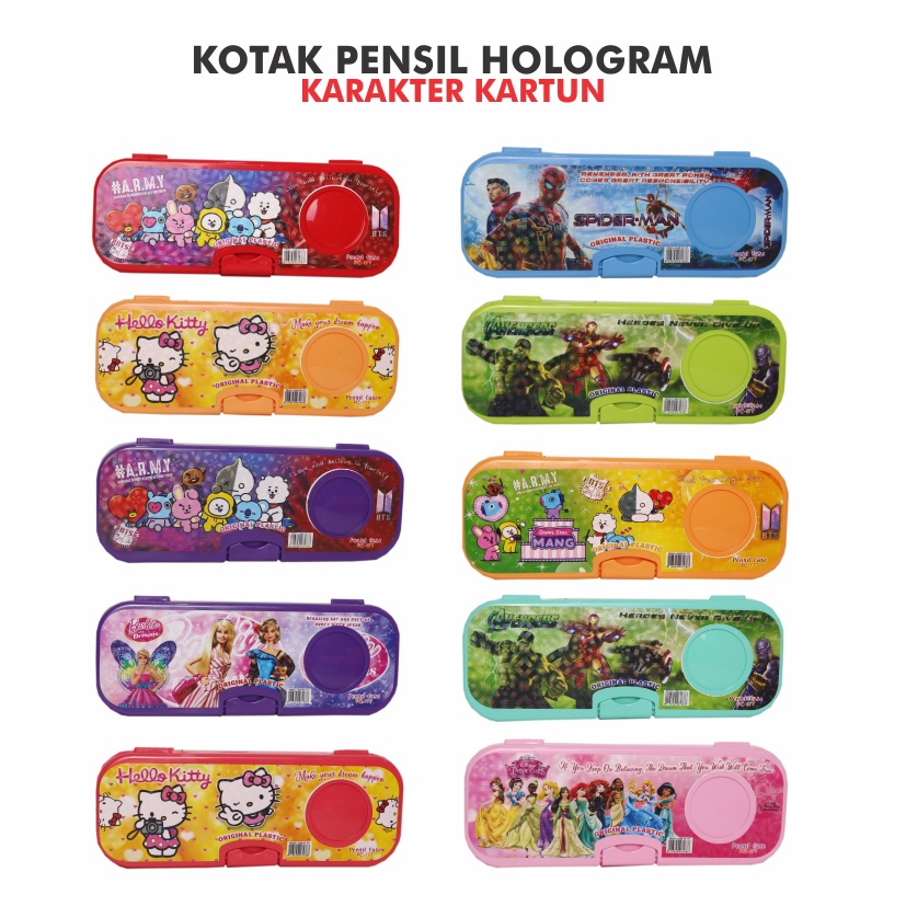 

Tempat Pensil Anak Hologram Lucu Motif Karakter Kartun Lucu Full Colour