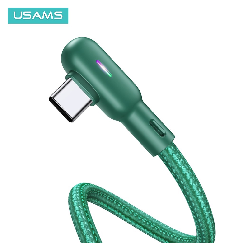 USAMS U57 Kabel Data Gaming Type c 1.2M Double Right-Angel With Colorfull Light