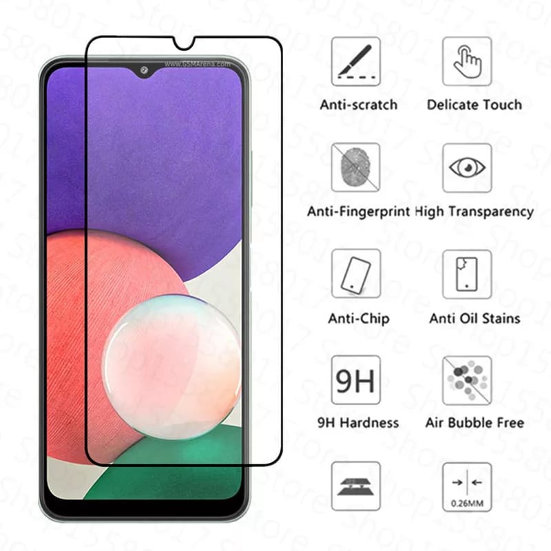 PROMO Tempered Glass SAMSUNG A22 4G/5G TG Layar FULL COVER Black Premium Screen Protector Anti Gores Kaca