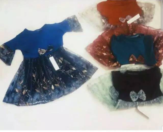 Dress Anak Brukat Kombi Tangan Terompet Usia 1Thn-10Thn