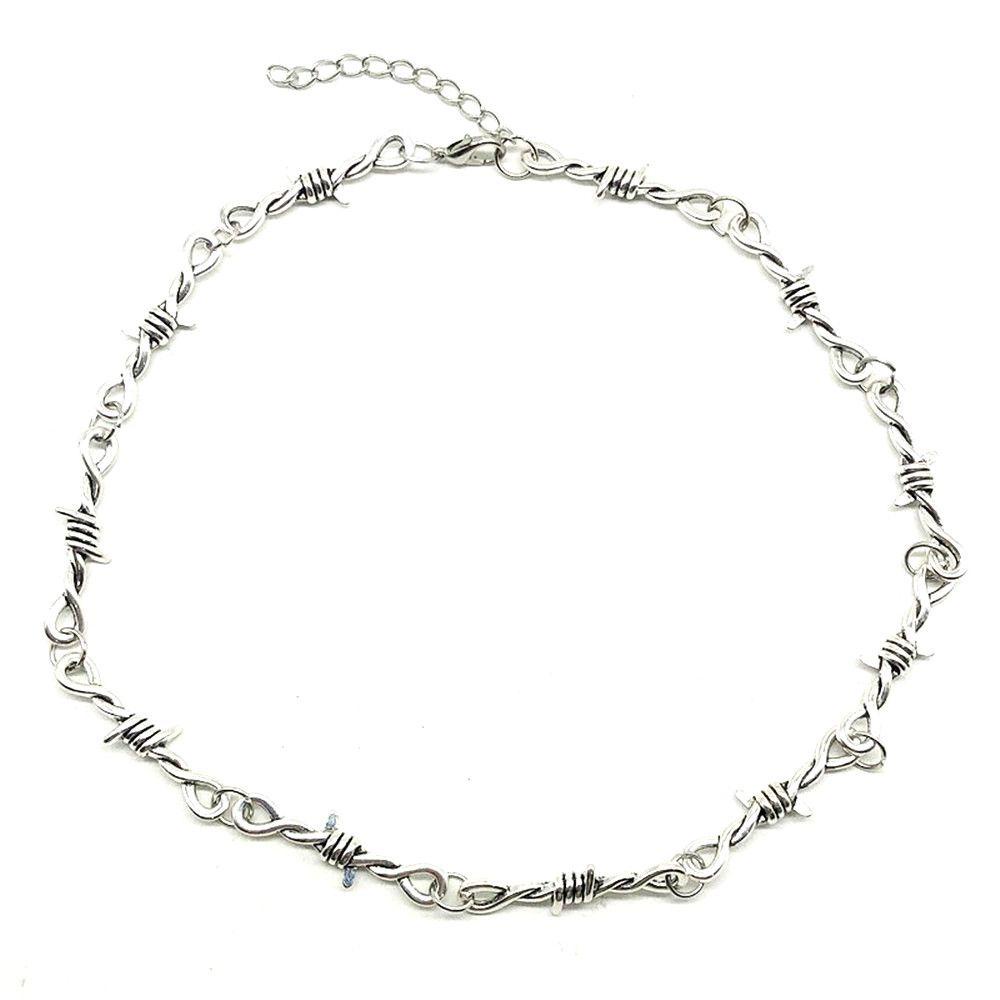 Hadiah Kalung Choker TOP Unisex Gothic Alloy Gelang Kawat Berduri