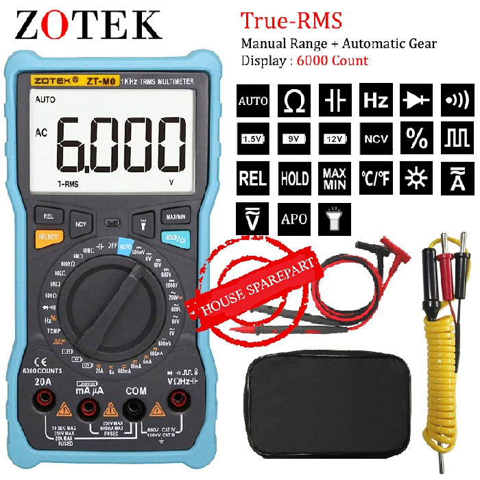 Zotek ZT-M0 Dual Mode True RMS Digital Multimeter AC and DC Voltage Current Temperature Original