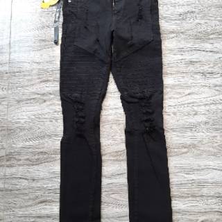  Celana  jeans  pria ripped jeans  hitam sobek  skinny street 