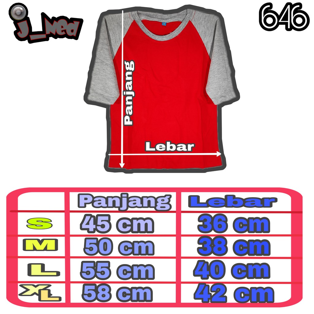 J646 Kaos Raglan Anak 3/4 Kaos Anak Pria Wanita