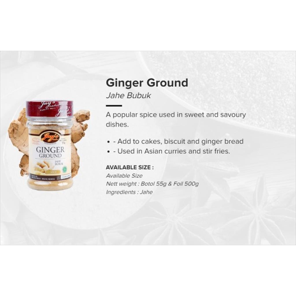Jays Ginger Ground Powder 55 gr Serbuk Jahe Bubuk Murni Asli Halal