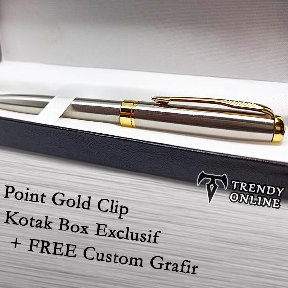 

[9.9]|SQ35|Pulpen Model Parker Sonnet Stainless Steel Klip Emas FREE Grafir Nama dan Box Exclusif