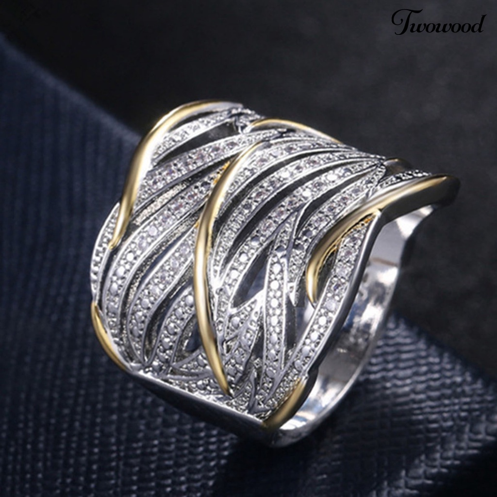 Cincin Multilayer Bentuk Bulat Warna Emas Untuk Wanita