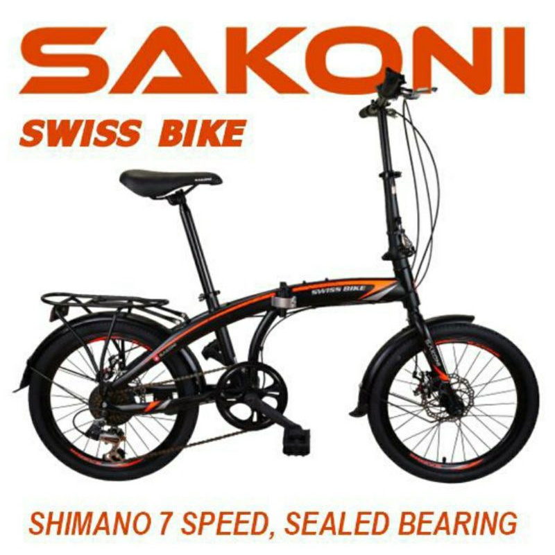 [EKA JAAYA SEPEDA] Sepeda Lipat Sakoni Swiss Bike 20 Inch Shimano 7 Speed Sealed Bearing Folding