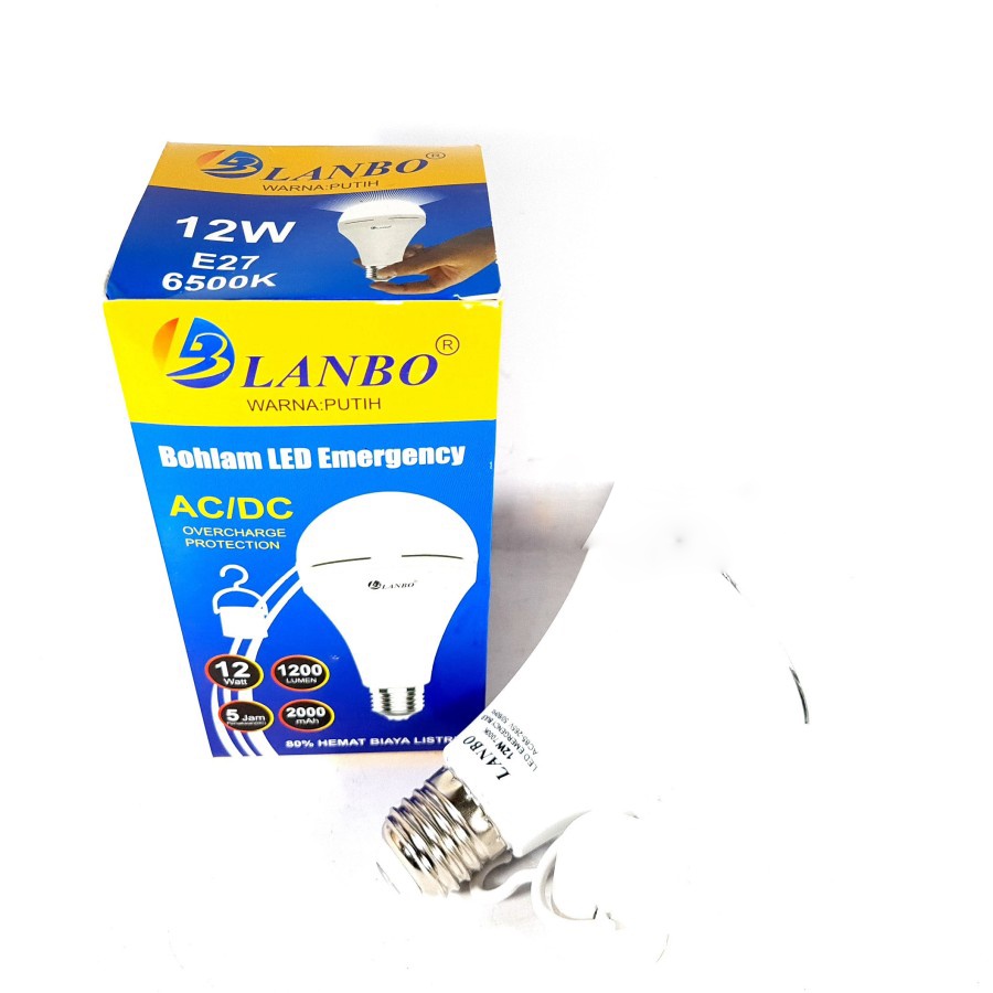 Lampu Emergency Merk LANBO 12W Mati Lampu Nyala Sendiri 5 Jam