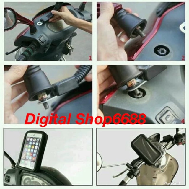 holder motor &amp; sepeda /breaket/tempat dudukan handphone buat di spion motor waterfroop /anti air