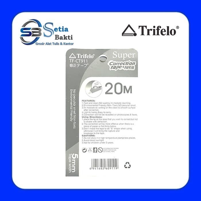 

Bergaransi Correction Tape Trifelo / Pita Koreksi Ct 911 5Mmx20M ( 1 Pcs ) Sale!!!