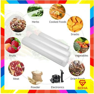 PVM-003 28cm * 500cm Plastik Emboss Vacum Makanan Roll 5 Meter / Vacuum food Sealer Plastic