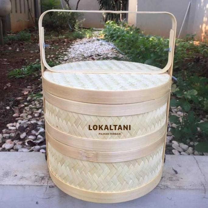 

Hampers Bambu/Keranjang Anyaman/Anyaman Rantang Bulat 2 tingkat 25CM