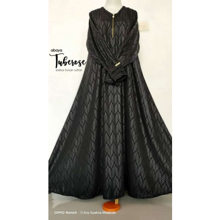 (BISA COD) ABAYA TUBEROSE EMBOS FURSAN SULTAN HITAM TEMBORO