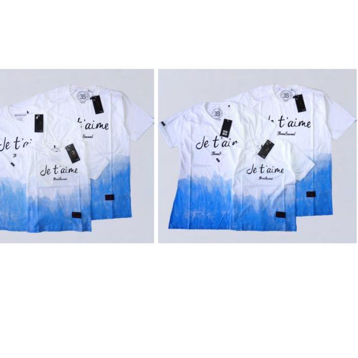 Kekinian - ANAK 1 - 10 TAHUN KAOS 3SECOND COUPLE FAMILY KELUARGA je taime WARNA Putih BIRU