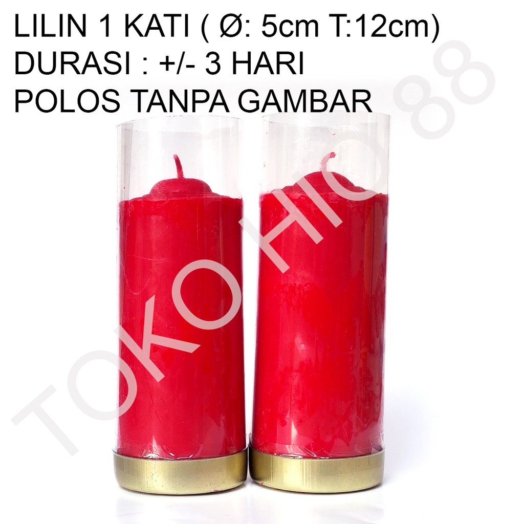 Lilin Merah 1 Pasang Ukuran 1 Kati Polos Bagus Sembahyang Kelenteng Tahan Lama Candle Mati Lampu