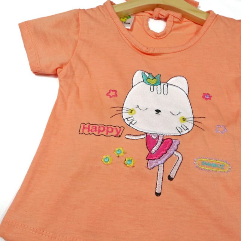 SETELAN FASHION PAKAIAN BAJU ANAK PEREMPUAN 1 TAHUN MOTIF CAT HAPPY