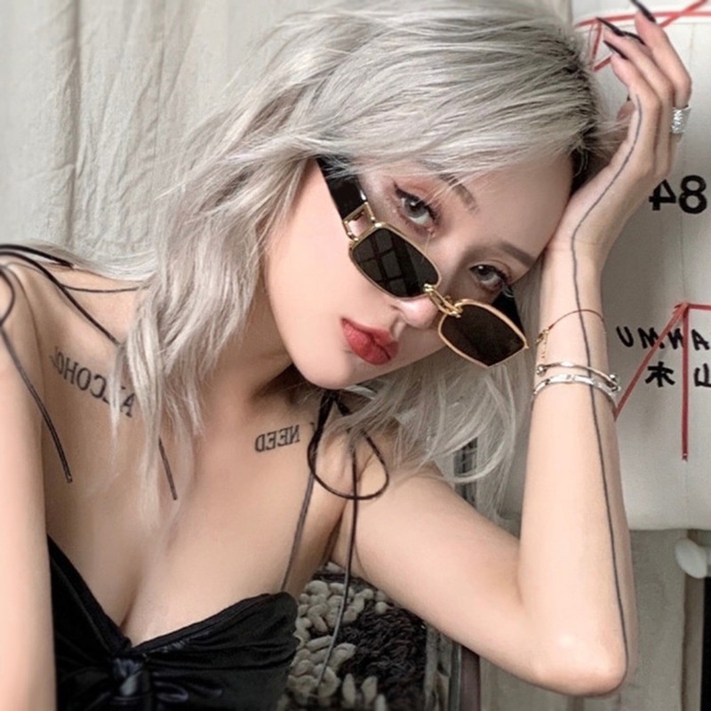 (YUZHU) COD Kacamata Hitam Korean Ulzzang Gaya Wanita Rectangle Shades Retro KACA MATA Sunglasses