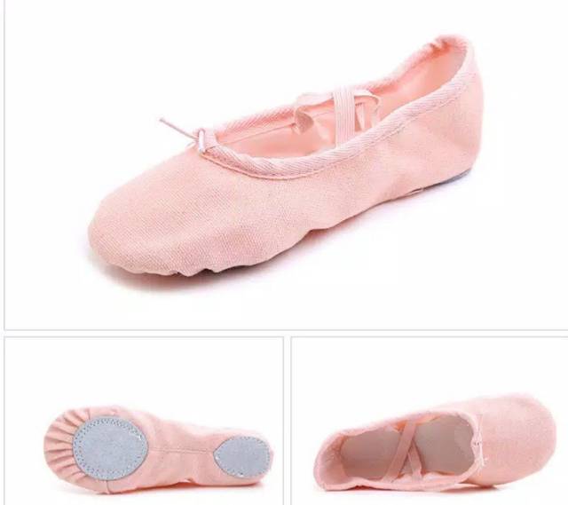 Sepatu Ballet Balet Pointe Gymnastic Senam Menari Belly Dancer Anak Dewasa Kanvas Polos Split Sole