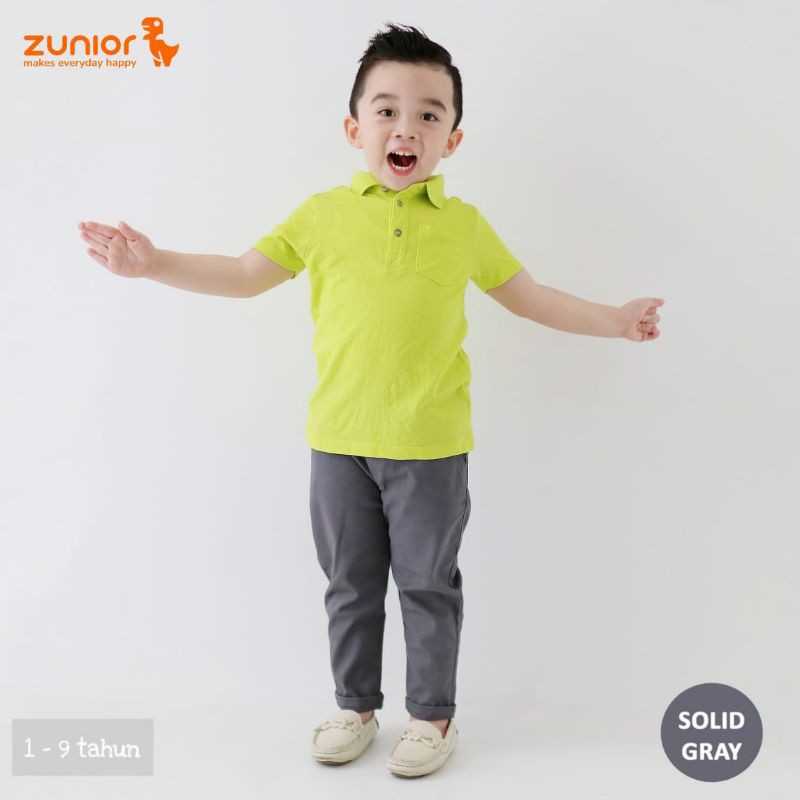 Celana Anak Chino Panjang Premium Zunior Abu-Abu Muda 1-12 Tahun