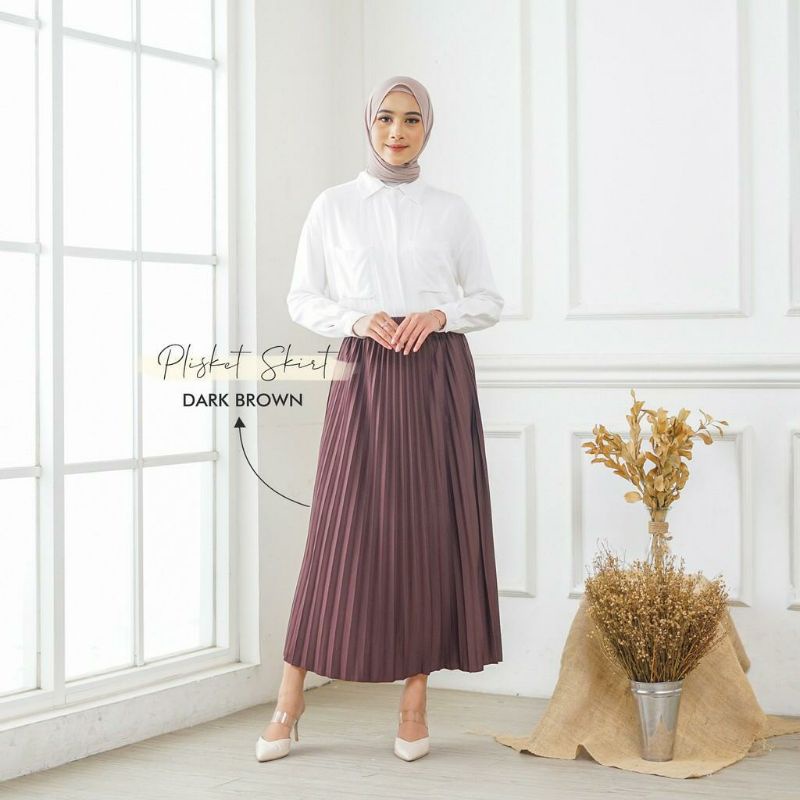 ROK PLISKET PREMIUM/ROK PANJANG WANITA - BAHAN PREMIUM