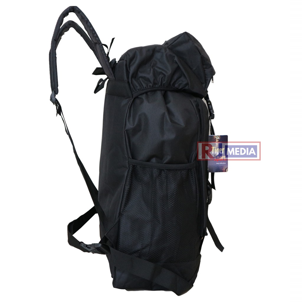 Ransel Gunung LAROS Warna Hitam Carrier Hiking Traveling Mudik Berkualitas Kuat Nyaman Di Punggung Bahan Tebal Kuat Awet Stylish Simpel