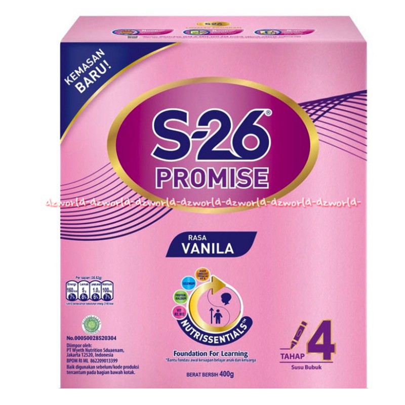 S-26 Promise 400gr S26 Tahap 4 Susu Bubuk S26 Rasa Vanilla 400gr S 26 Vanila Kemasan Pink Susu Untuk Bayi Anak 3-12tahun Promis