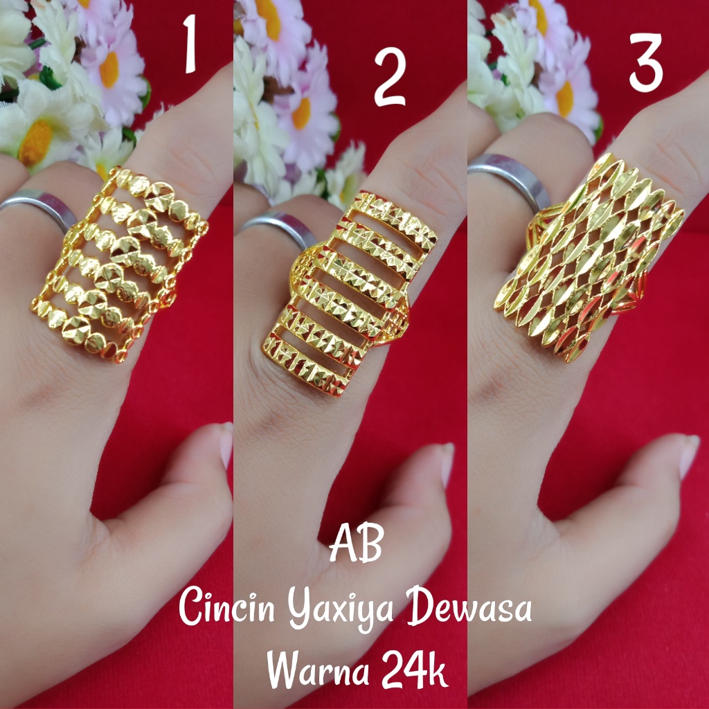 Cincin Dubai Jumbo Tumpuk Kuning Mas 24k Yaxiya