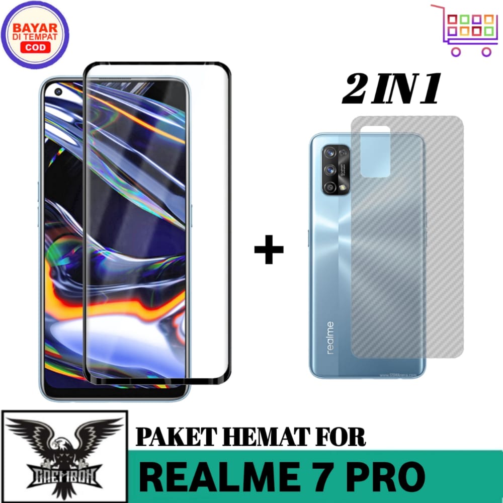 PROMO TEMPERED GLASS REALME 7 PRO FREE GARSKIN CARBON PREMIUM ANTI BEKAS SIDIK JARI