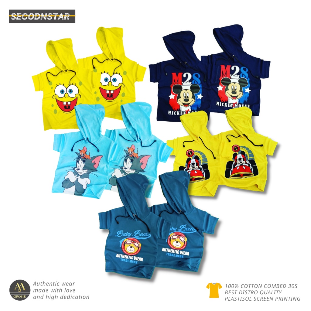 Baju Kaos Distro Hoodie Anak Laki laki Perempuan Premium Umur 1-12 Tahun Bahan Cotton -AMR102