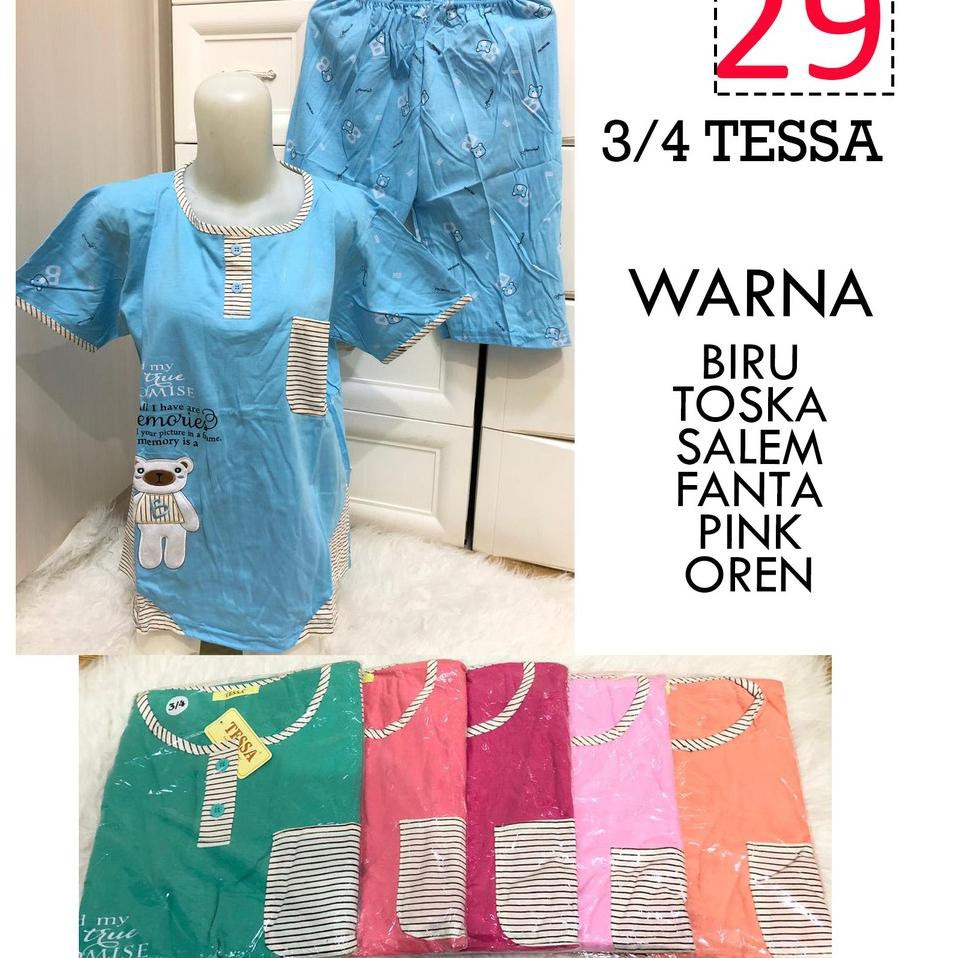 Babydoll 3/4 TESSA Celana Pendek Piyama Baju Tidur Baby Doll Wanita -4