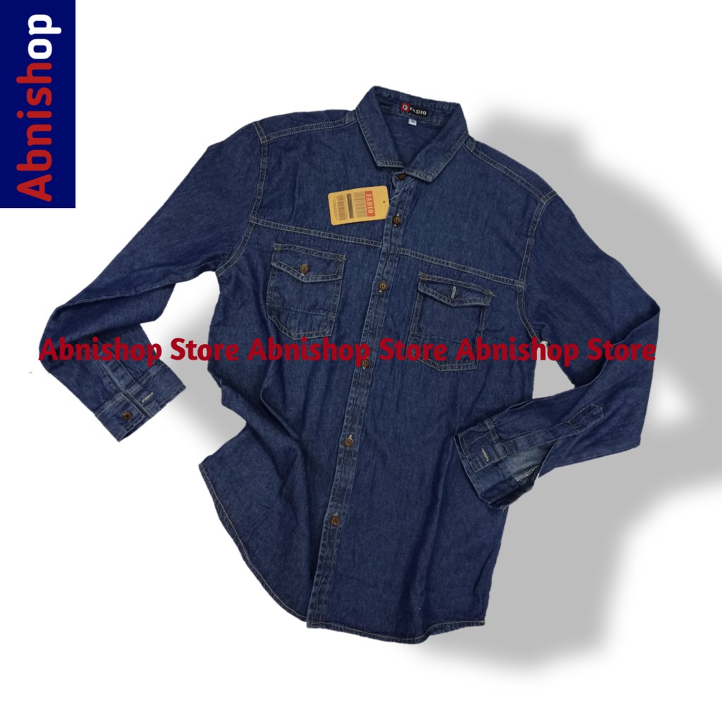 Kemeja Panjang Pria Bahan Denim Lengan Panjang Soft Jeans Distro Casual Pantai Tomiko